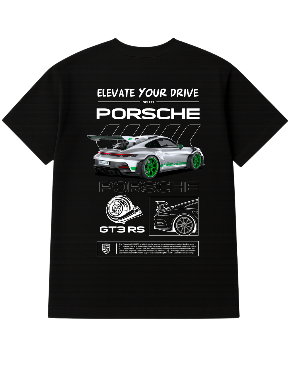Porsche Themed Oversized Tshirt- 100% Cotton || 240 Gsm French terry