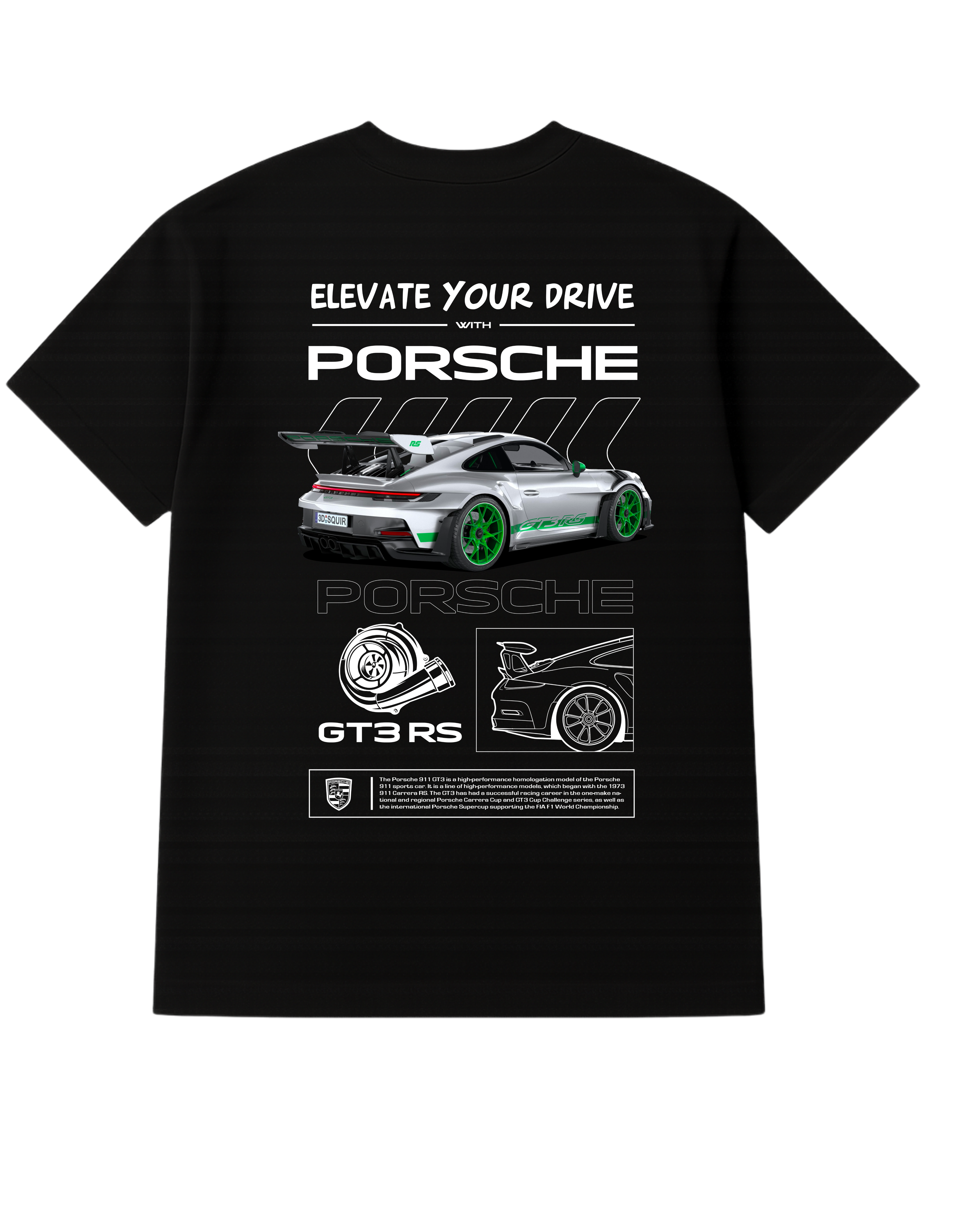 Porsche Themed Oversized Tshirt- 100% Cotton || 240 Gsm French terry