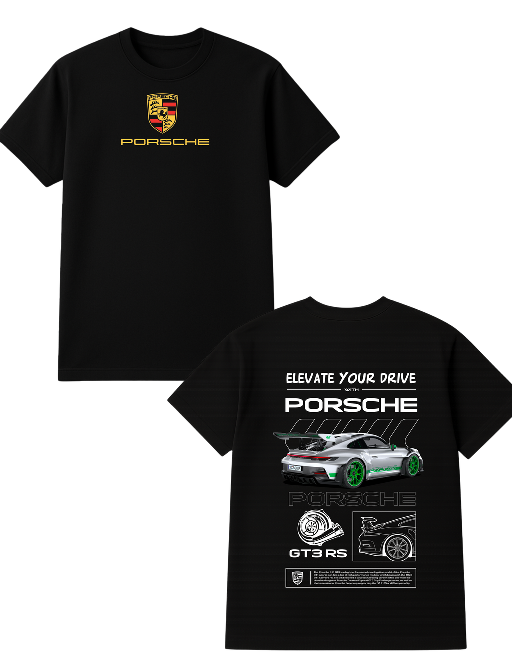 Porsche Themed Oversized Tshirt- 100% Cotton || 240 Gsm French terry