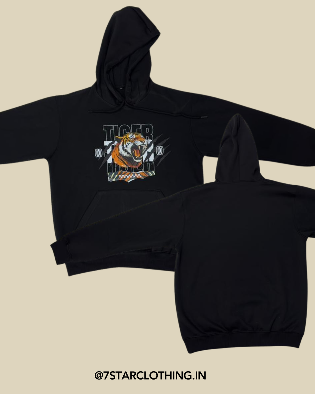 Tiger Print Black Color Premium Hoodie || 100% Cotton || Warm & Cosy