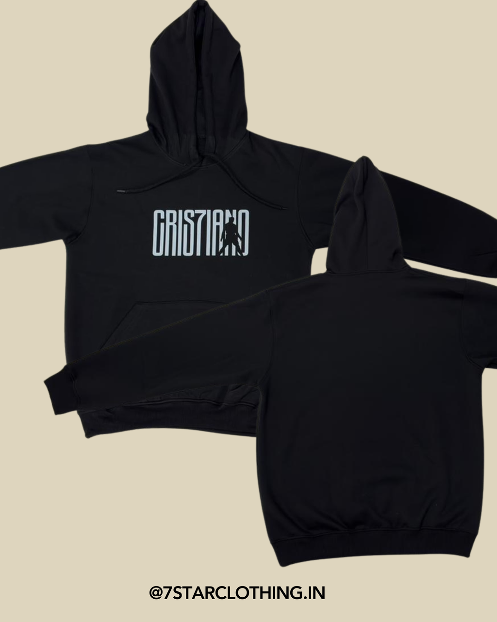 Christiano Ronaldo Themed Hoodie in Premium Fabric Black Color || 100% Cotton || Warm & Cosy