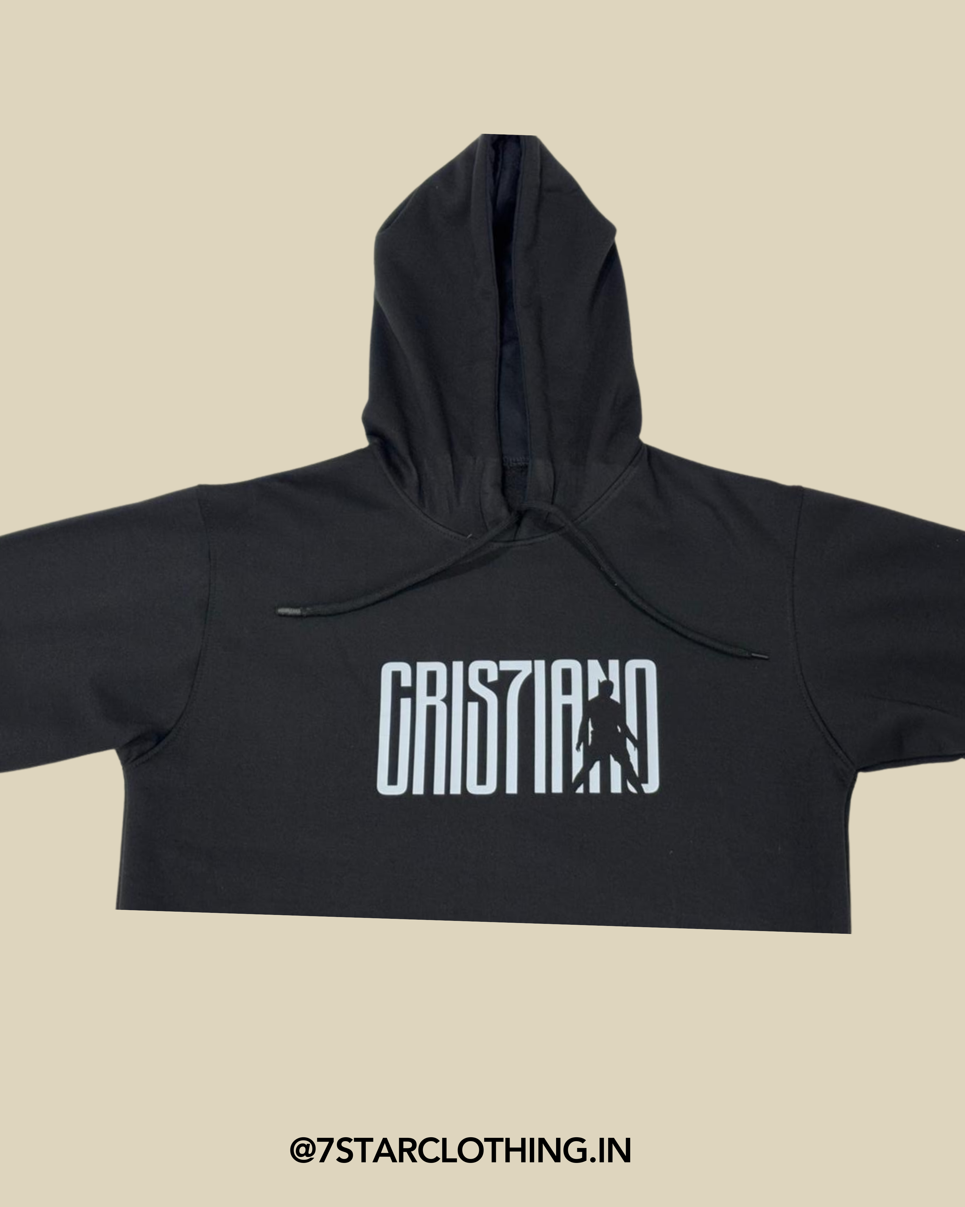 Christiano Ronaldo Themed Hoodie in Premium Fabric Black Color || 100% Cotton || Warm & Cosy