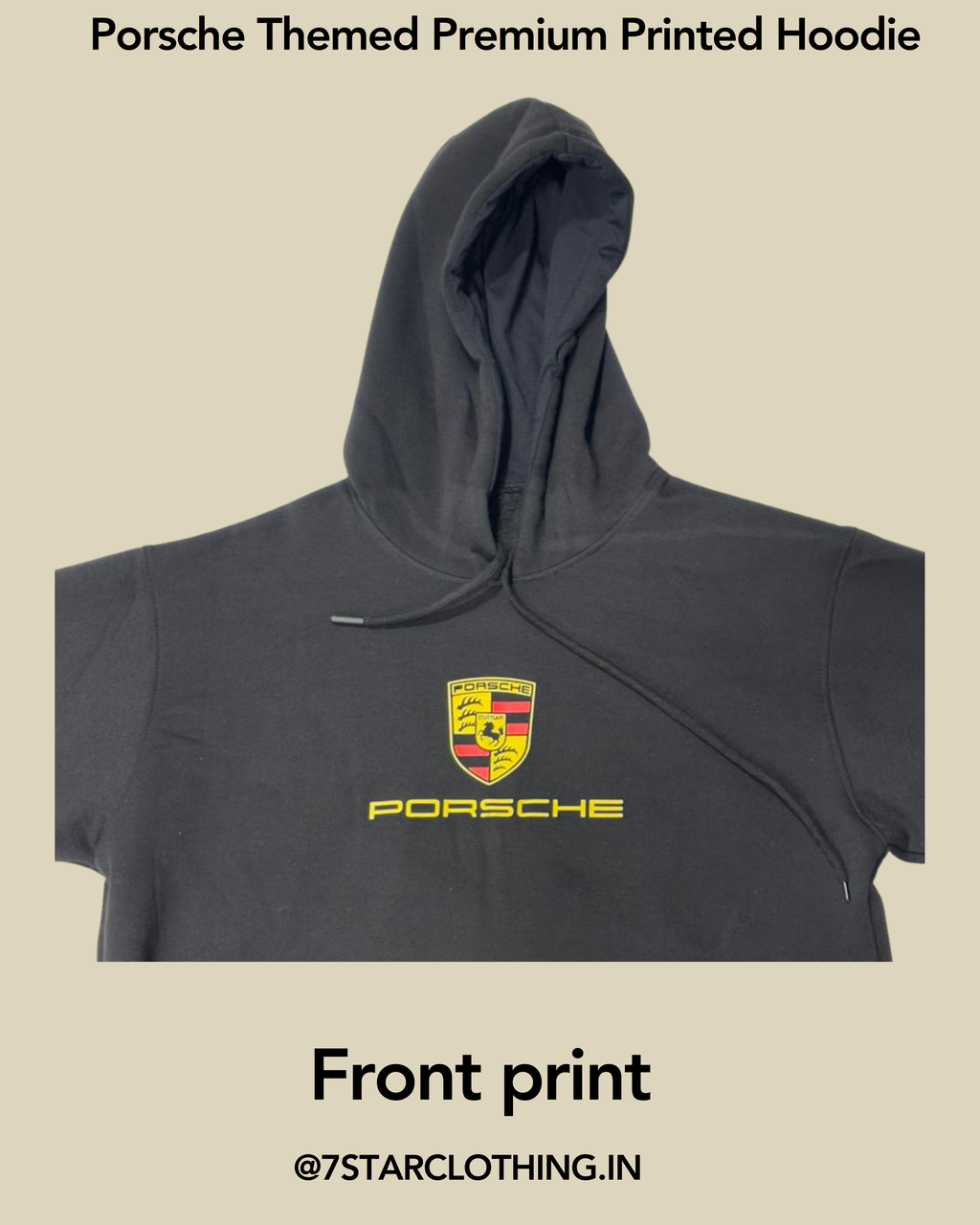 Porsche Themend Hoodie in Black Color With Premium design on Back || 100% COTTON || WARM & COSY || 340 GSM