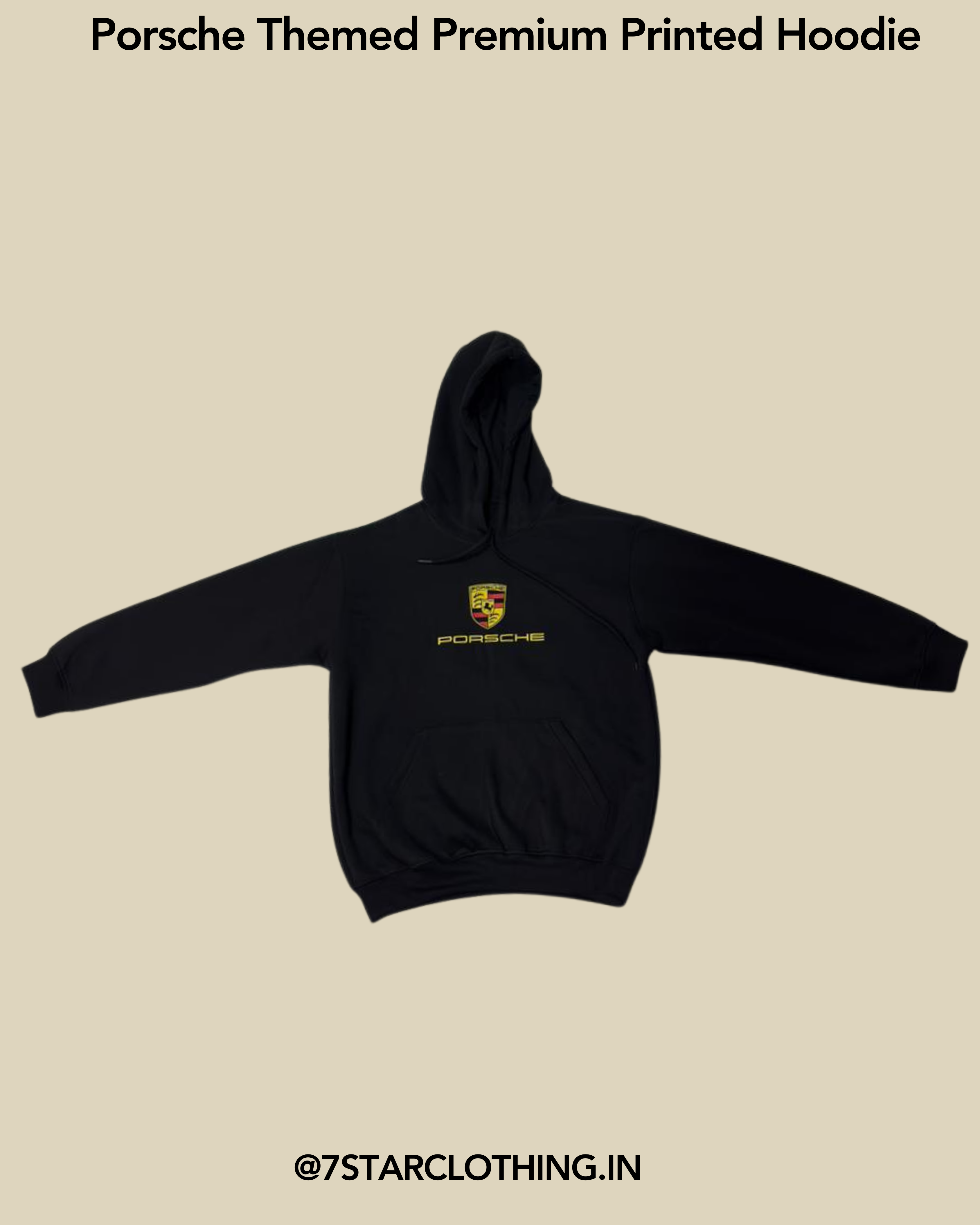 Porsche Themend Hoodie in Black Color With Premium design on Back || 100% COTTON || WARM & COSY || 340 GSM