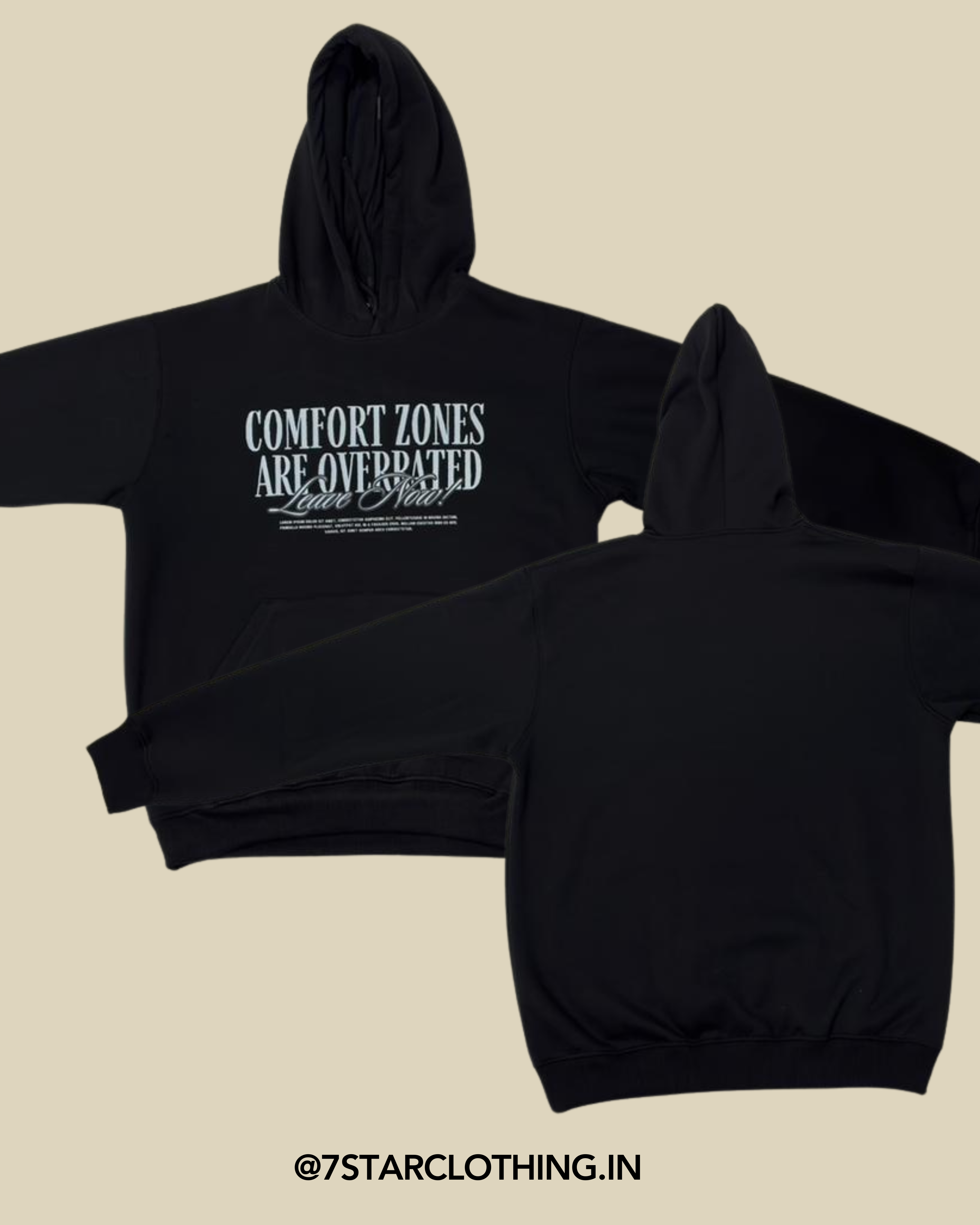Comfort zone are overrated Design Premium hoodie in Black Color || 100% Cotton || Warm & Cosy