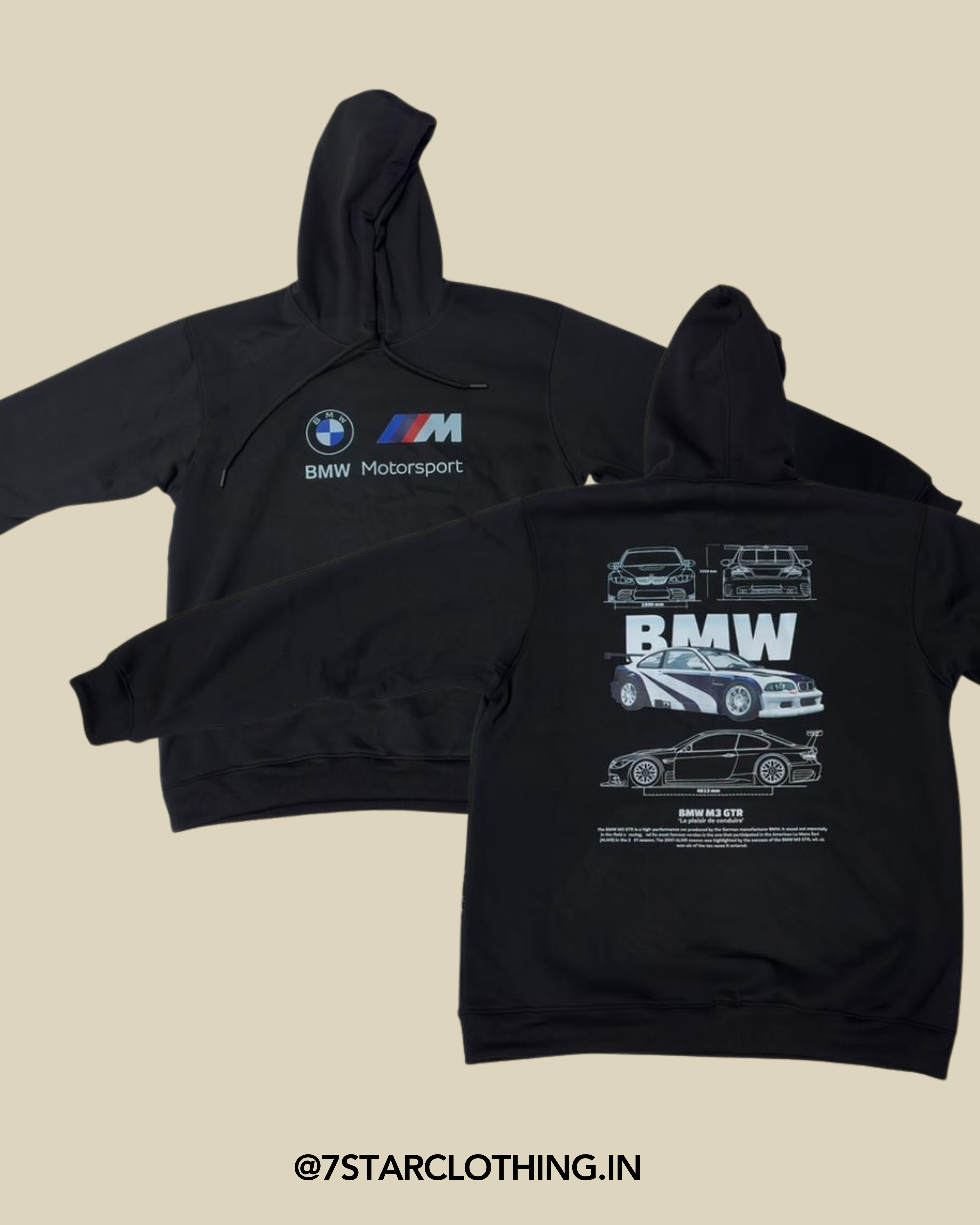 BMW Motorsports Themend Hoodie in Black Color With Premium design on Back || 100% COTTON || WARM & COSY || 340 GSM