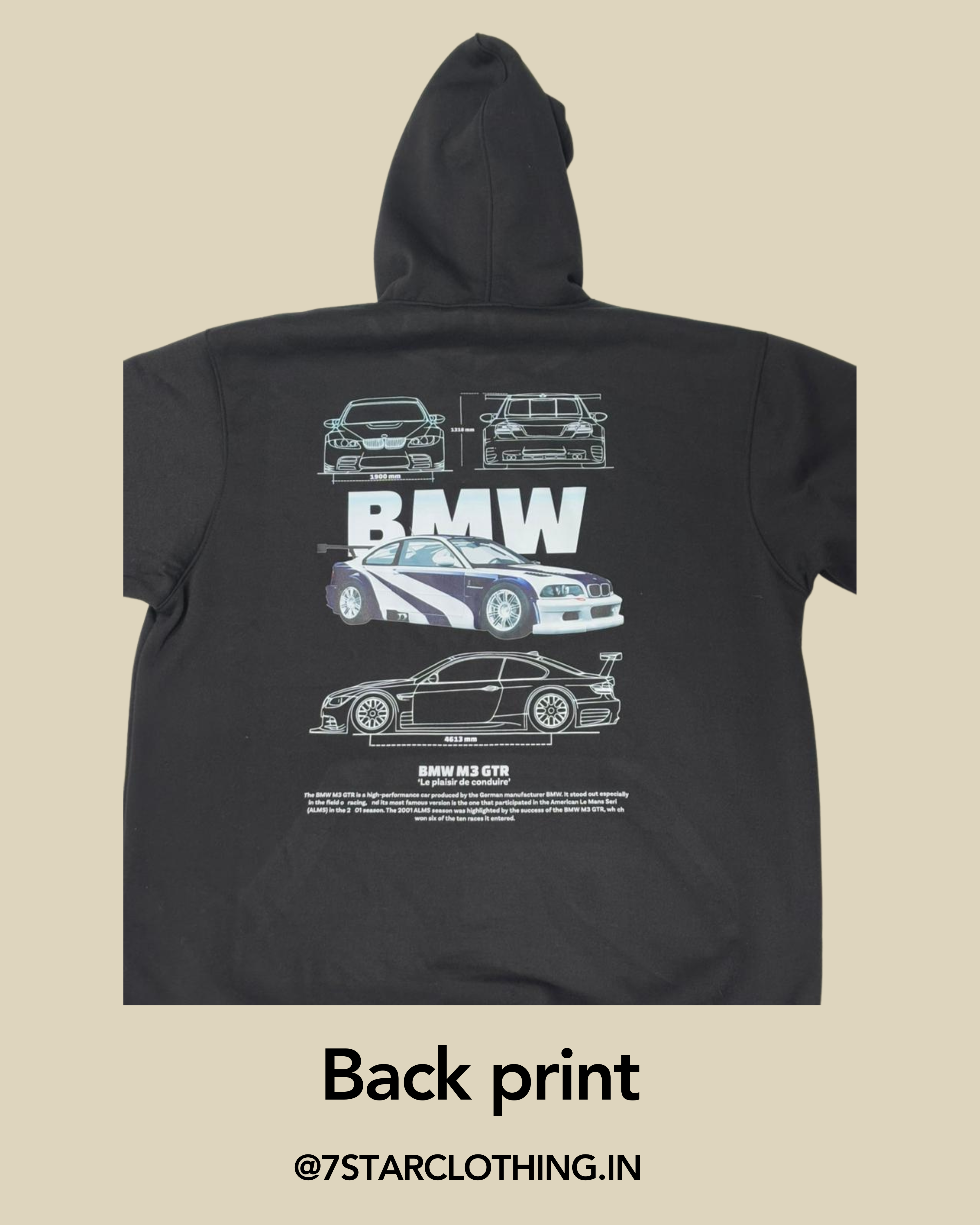 BMW Motorsports Themend Hoodie in Black Color With Premium design on Back || 100% COTTON || WARM & COSY || 340 GSM