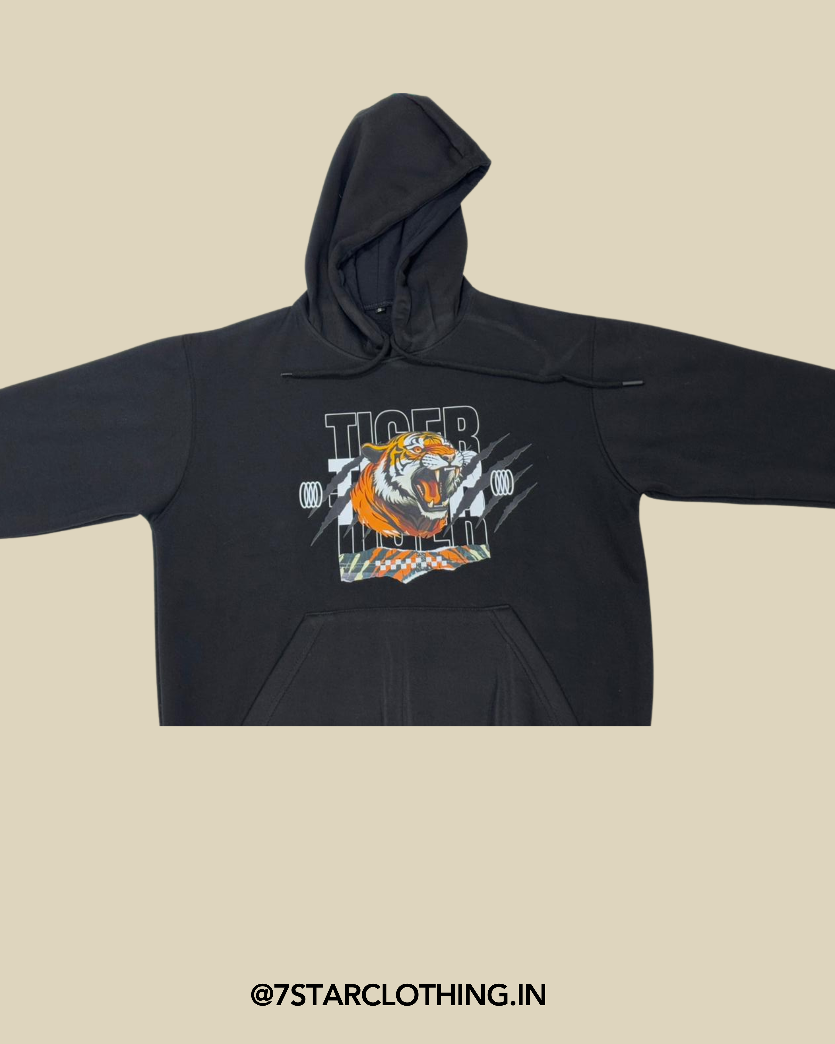 Tiger Print Black Color Premium Hoodie || 100% Cotton || Warm & Cosy