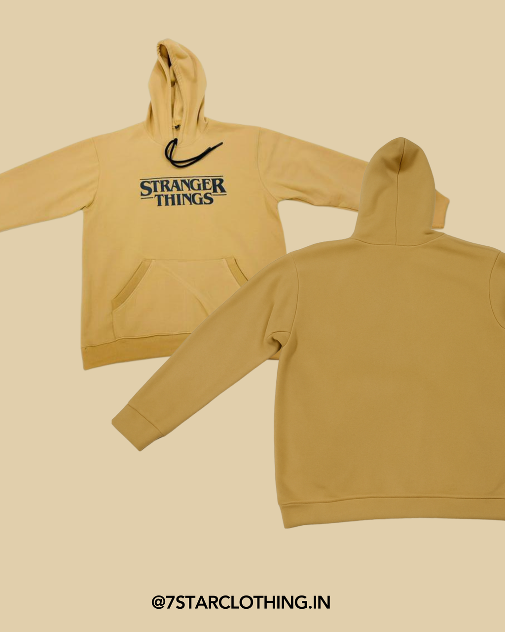 Stranger things themed Hoodie in Cream Color || 100% Cotton || Premium fabric || Warm & Cosy