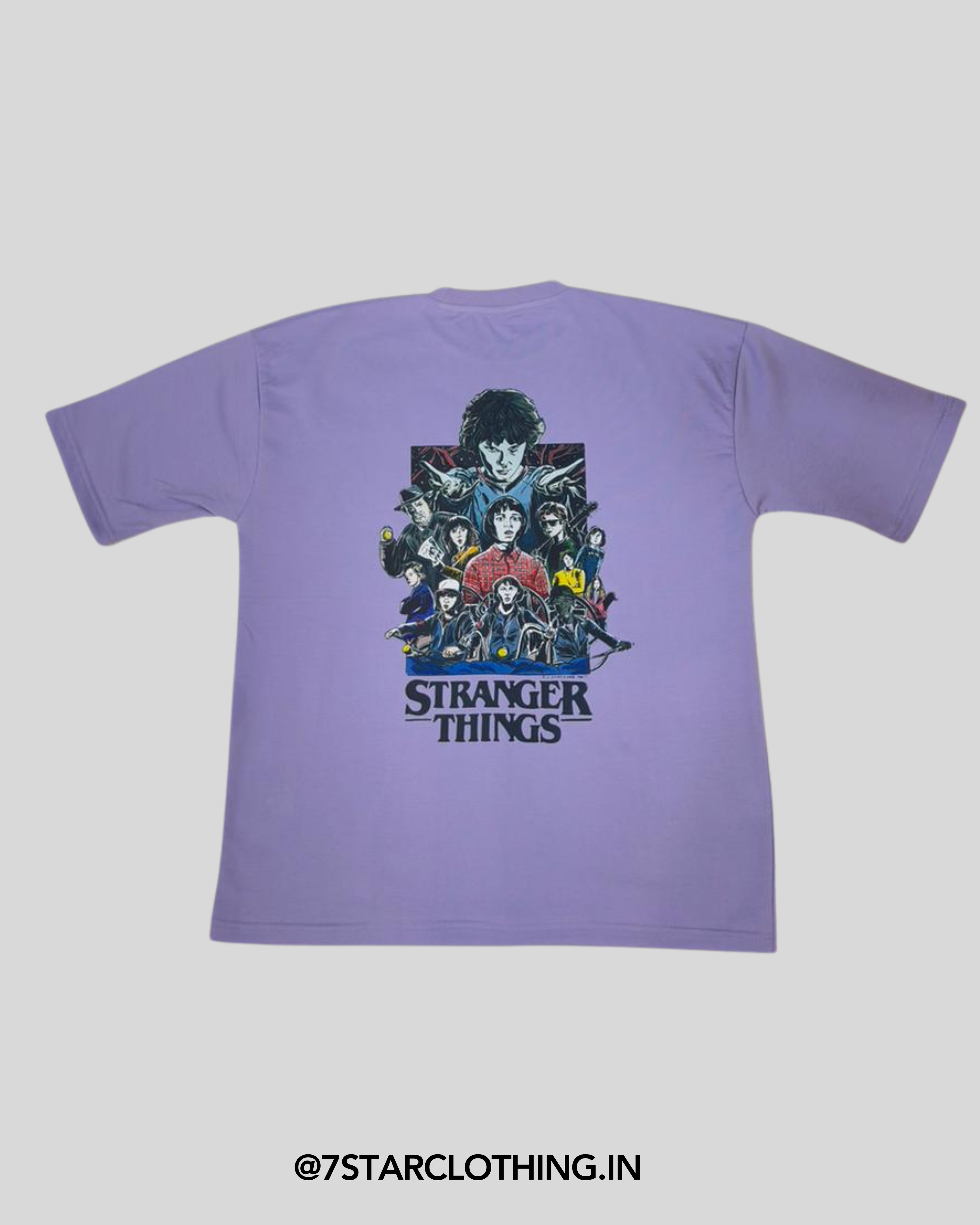 Stranger Things Themed Oversized Tshirt in 100% Cotton || Lavendar Color