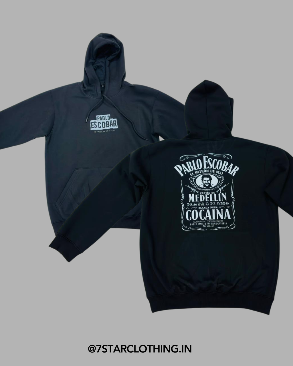 Pablo Escobar Themed Black color Hoodie in 100% cotton
