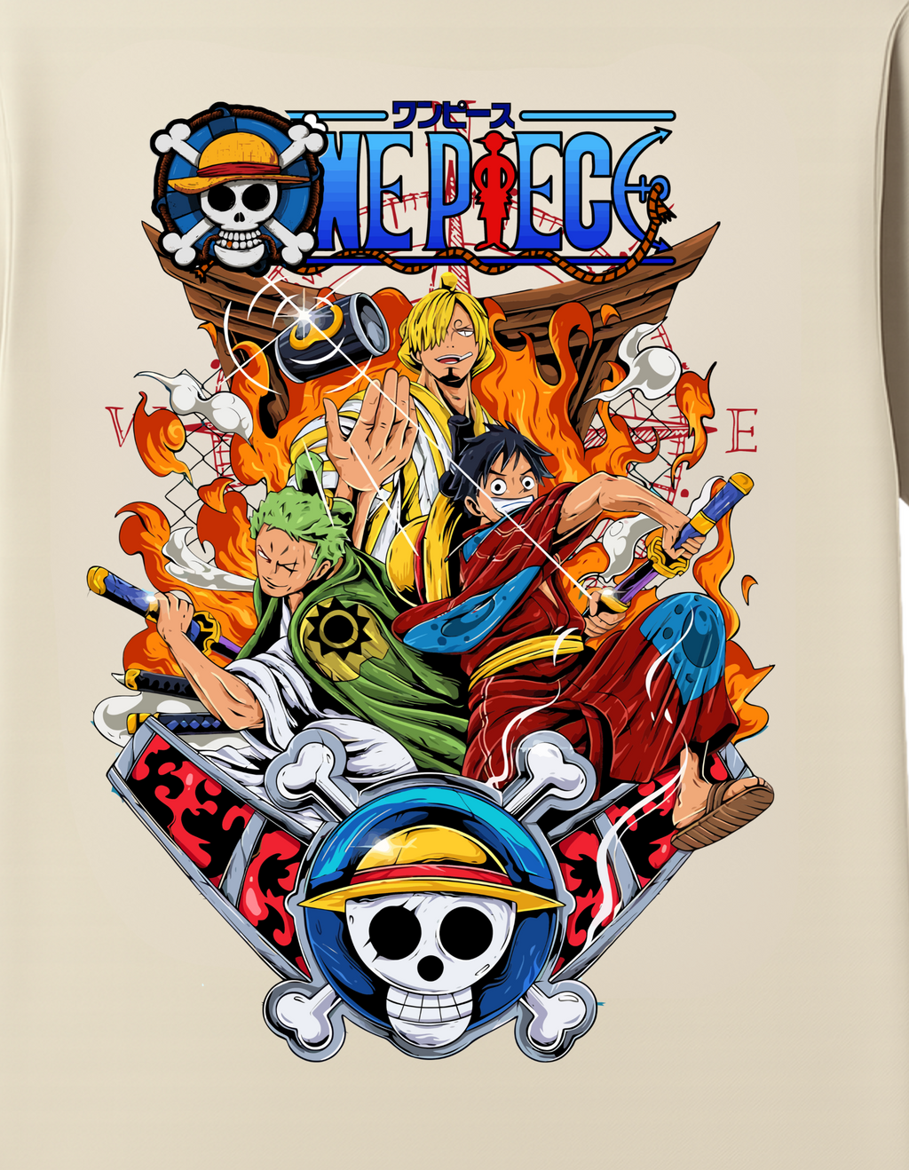 One Piece Themed Oversized Tshirt- 100% Cotton || 240 Gsm French terry