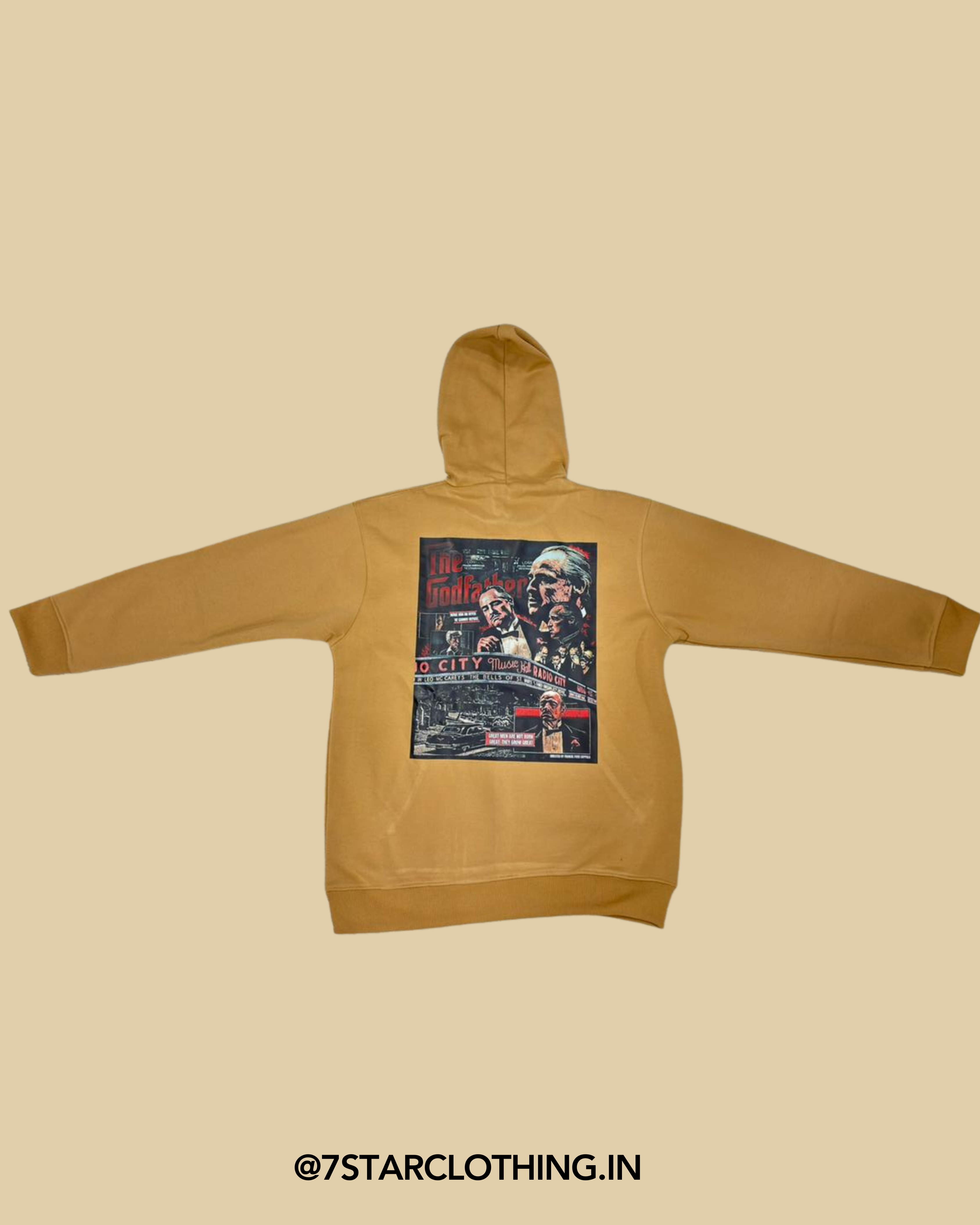 The Godfather Themed Hoodie in Cream Color Premium Fabric and premium design || 100% COTTON || WARM & COSY || 380 GSM