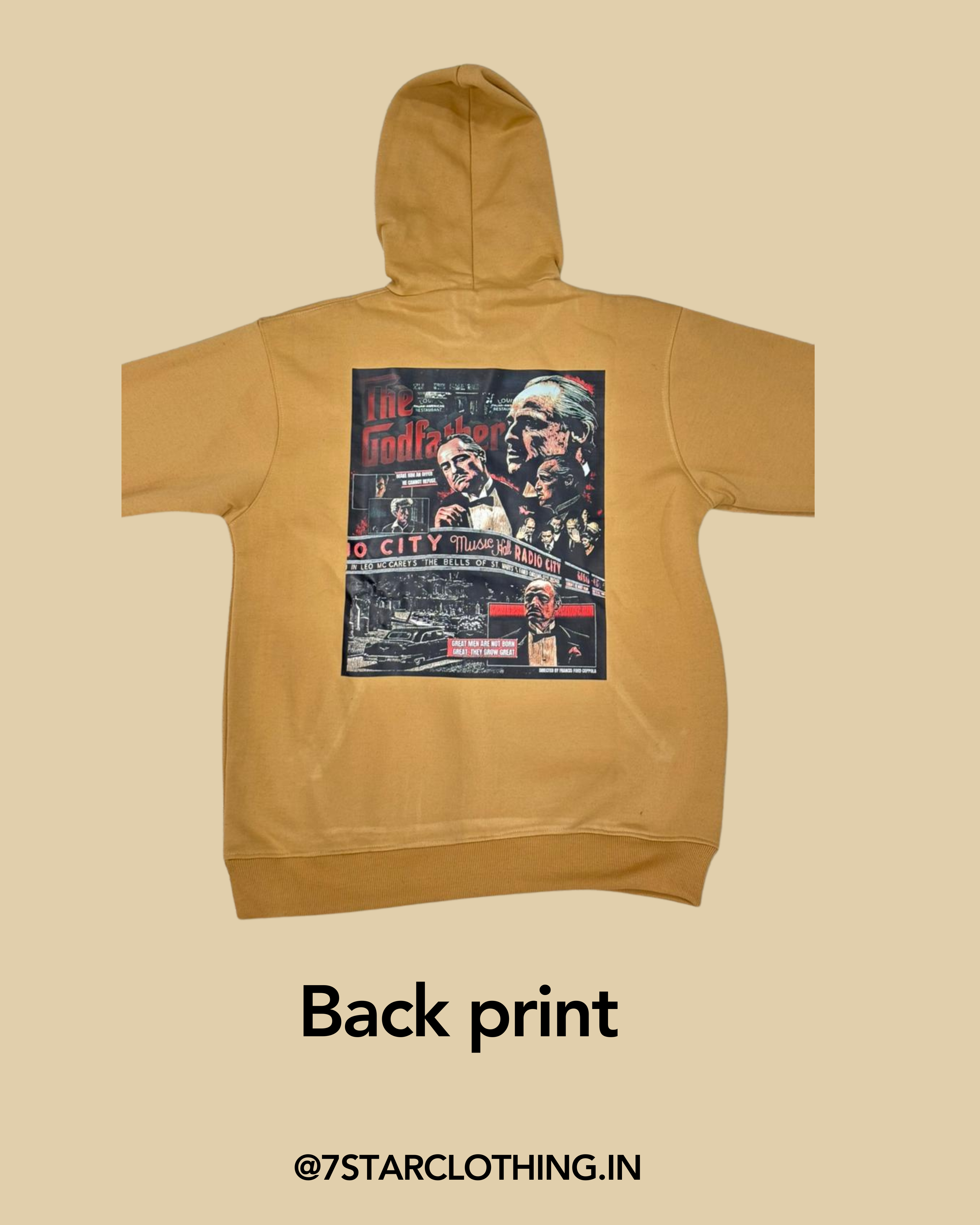 The Godfather Themed Hoodie in Cream Color Premium Fabric and premium design || 100% COTTON || WARM & COSY || 380 GSM