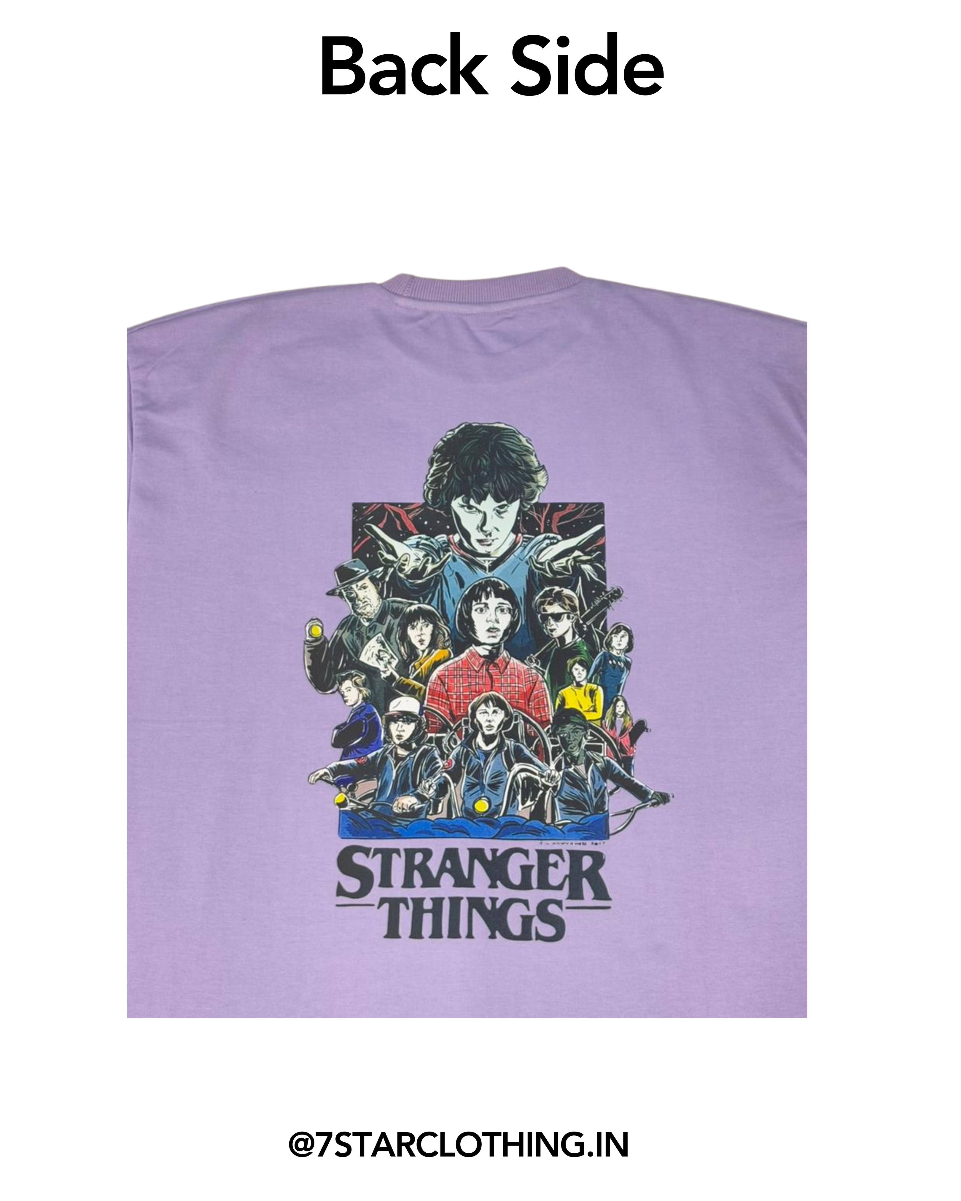 Stranger Things Themed Oversized Tshirt in 100% Cotton || Lavendar Color