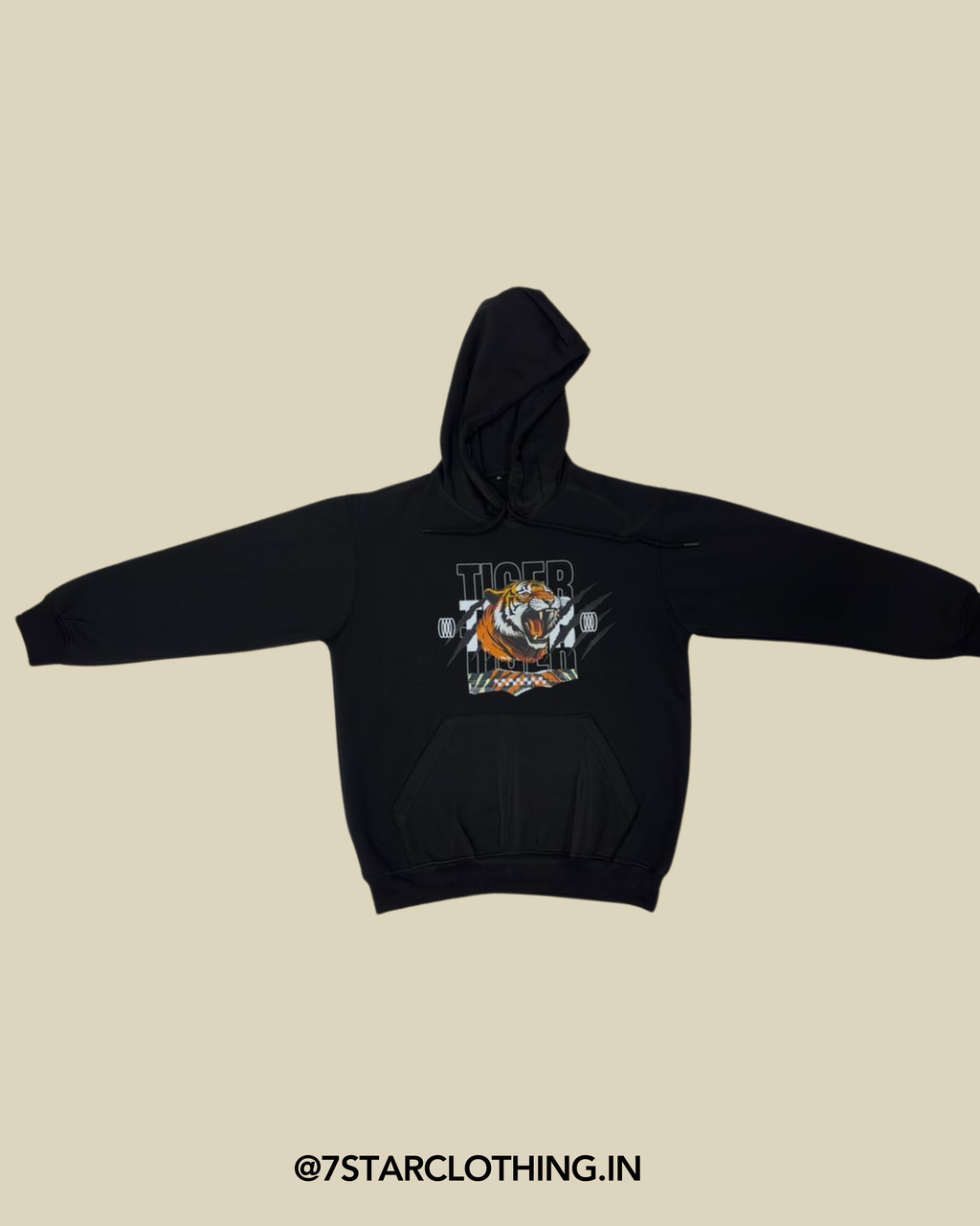 Tiger Print Black Color Premium Hoodie || 100% Cotton || Warm & Cosy