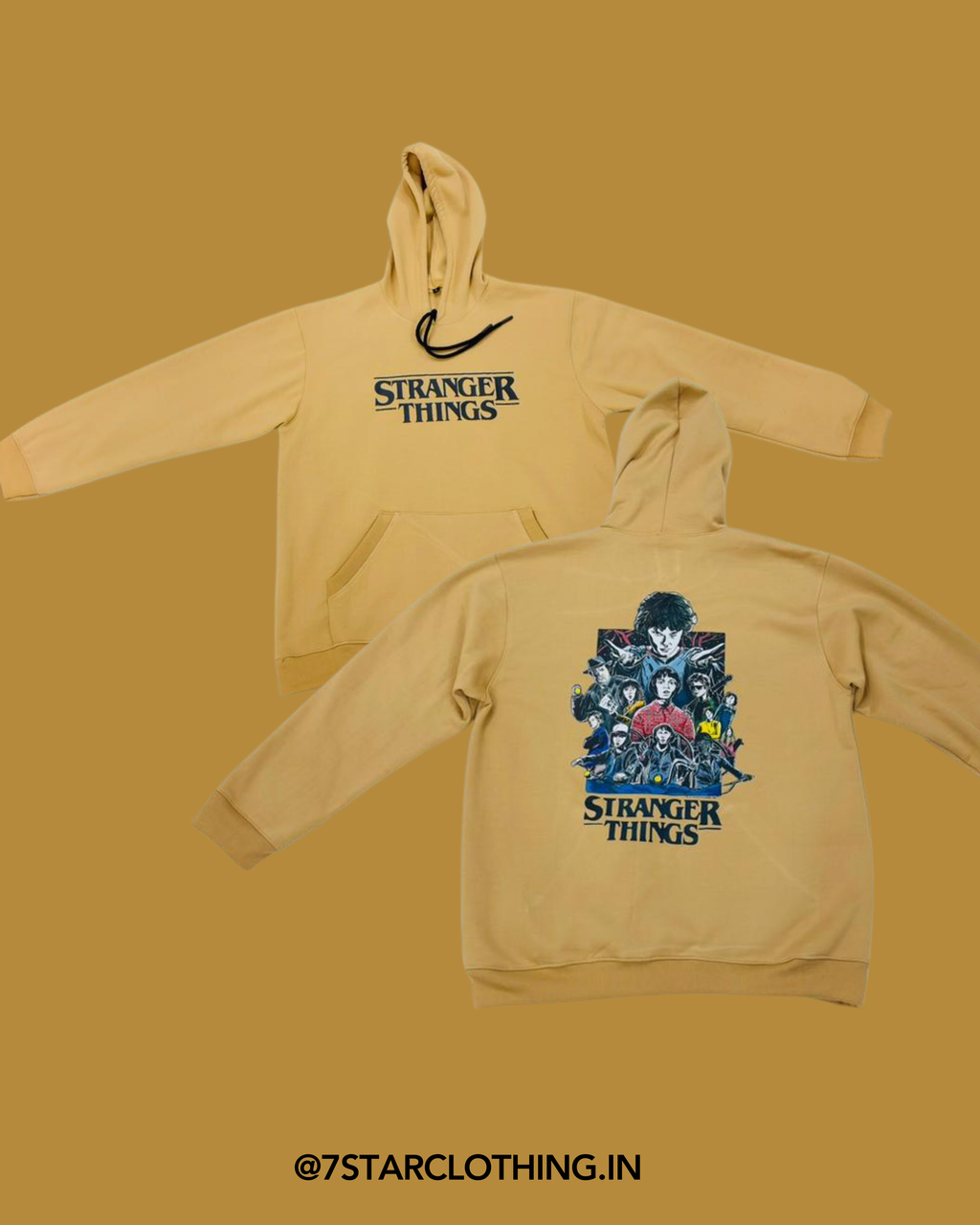 Strangers Things Cream color Hoodie in 100% Cotton